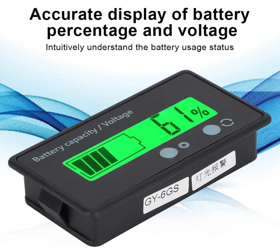 LCD Display Green Backlight Waterproof Monitor Gauge Digital Voltmeter Testers For Lithium Battery Lead-Acid Batteries