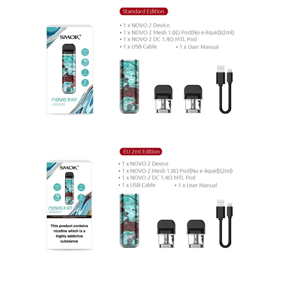 
SMOK Official Fresh Vaping 2ML Novo 2 Kit with 800mAh battery 