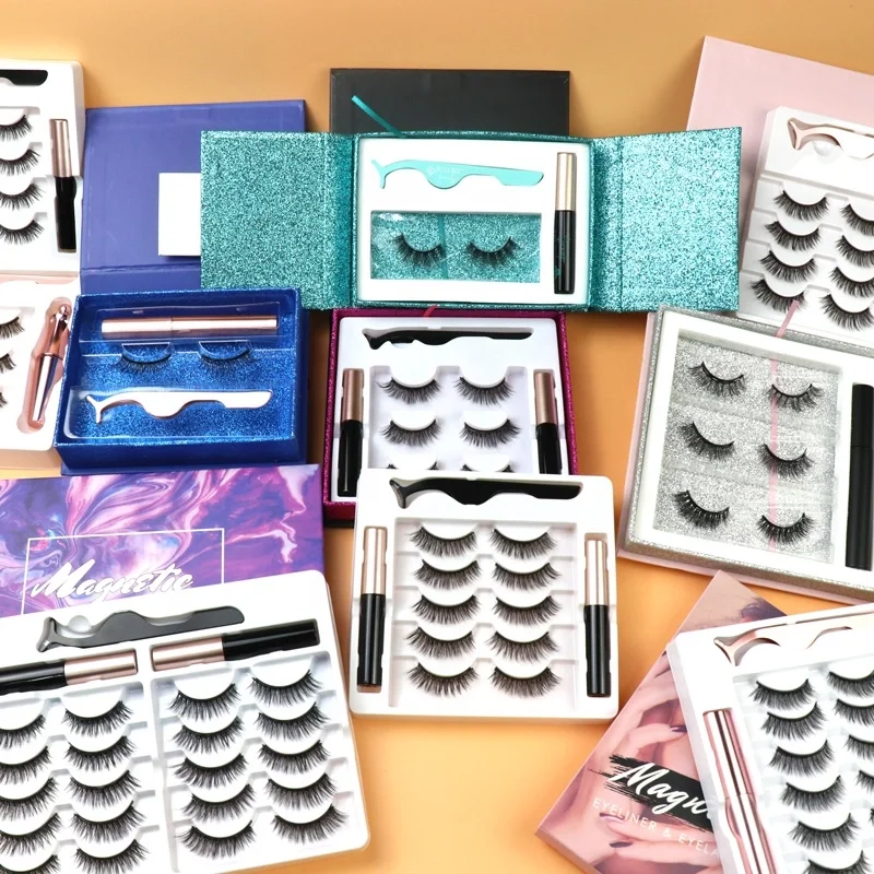 3d False Mink Eyelashes Magnetic Eyeliner Lashes Liguid Eyeliner