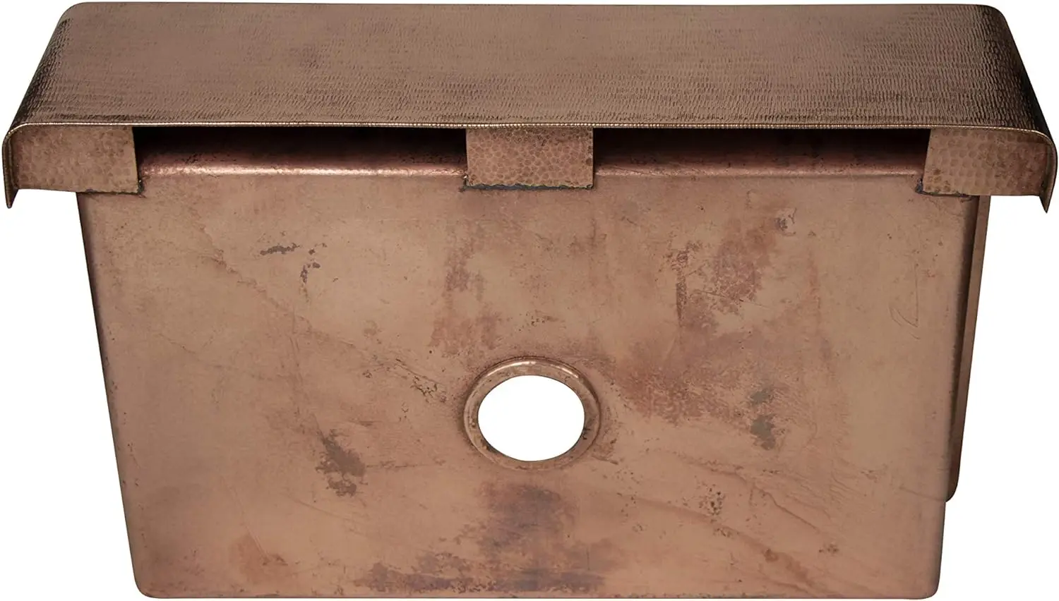 Farmhouse Copper Kitchen Sink Single Well Plain Straight Apron Hammered Copper Shiny Finish and Special Hammering on Lip Apro