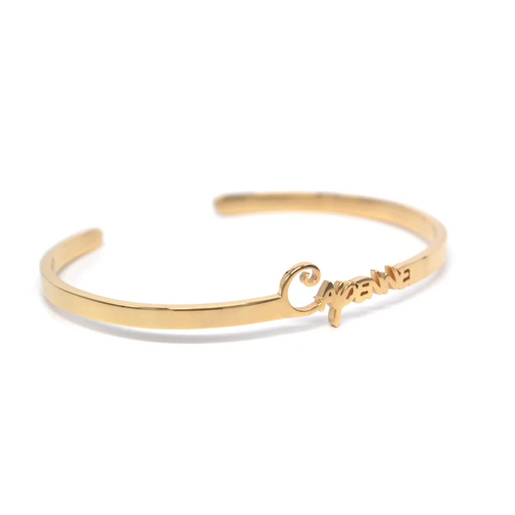 
Wholesale Stainless Steel 18K Gold Plated Personalized Custom Bangle 