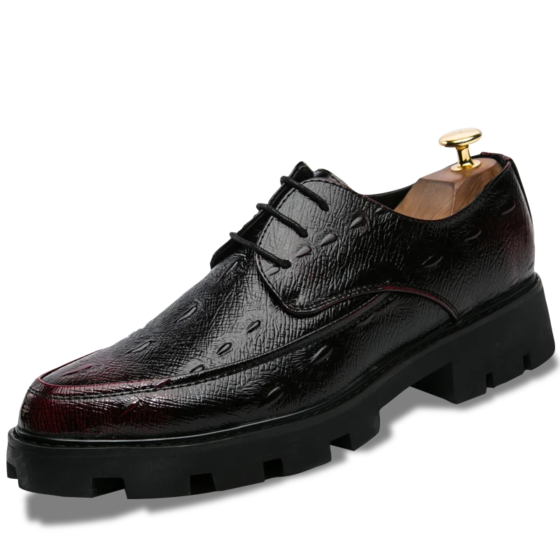 Men Formal Office Shoes Luxury Platform Black Leather Patent Shoes Business Dress Shoes