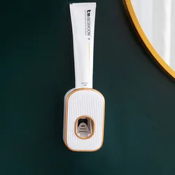 Factory Wholesale Bathroom Wall Hanging 2022 New Product Automatic Squeeze Toothpaste Dispenser With Plastic Toothbrush Holder
