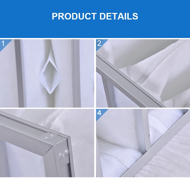 F6 F7 F8 Air handler filter bag Fiberglass media Factory Price Pocket Filter Bag Glass Fiber Filter Self-sewing Bag