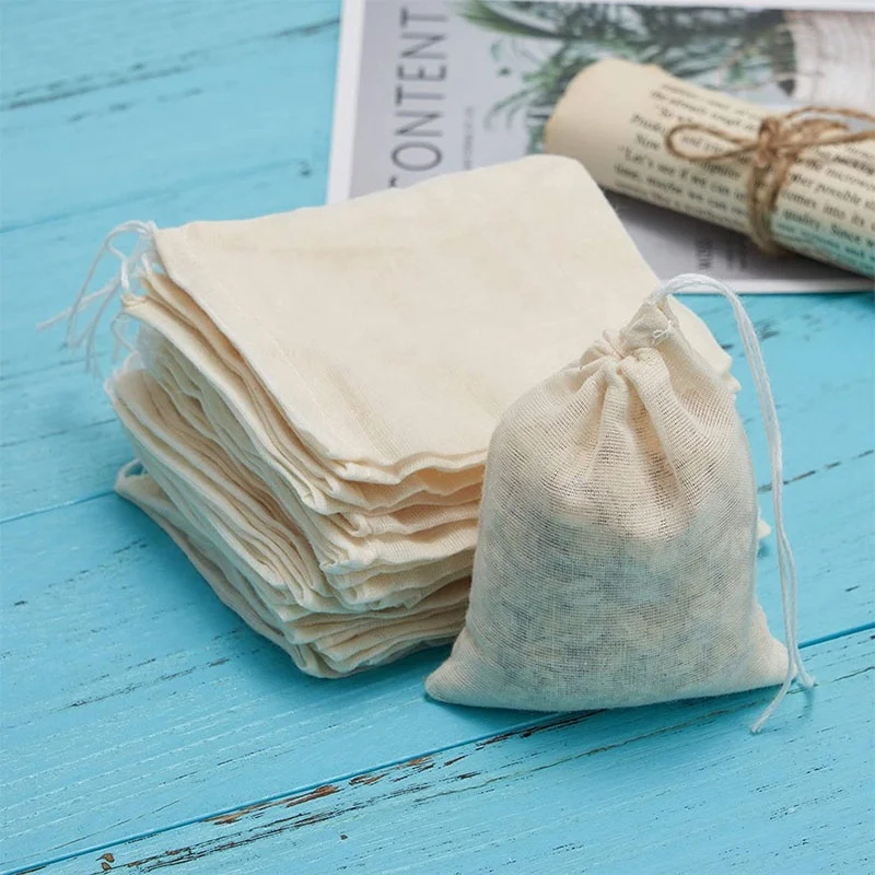 Reusable Eco Friendly Packaging Drawstring Bag Cotton Pouch Gift Sachet Muslin Tea Cotton Bags