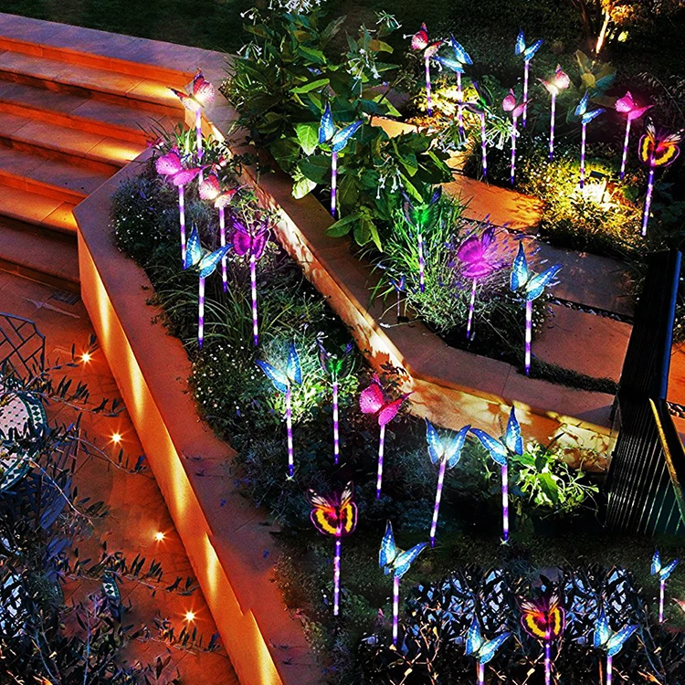 
3pack/box Waterproof Outdoor Solar Lights Garden Devorative Butterfly Solar Powered Light Garden Solar Light 