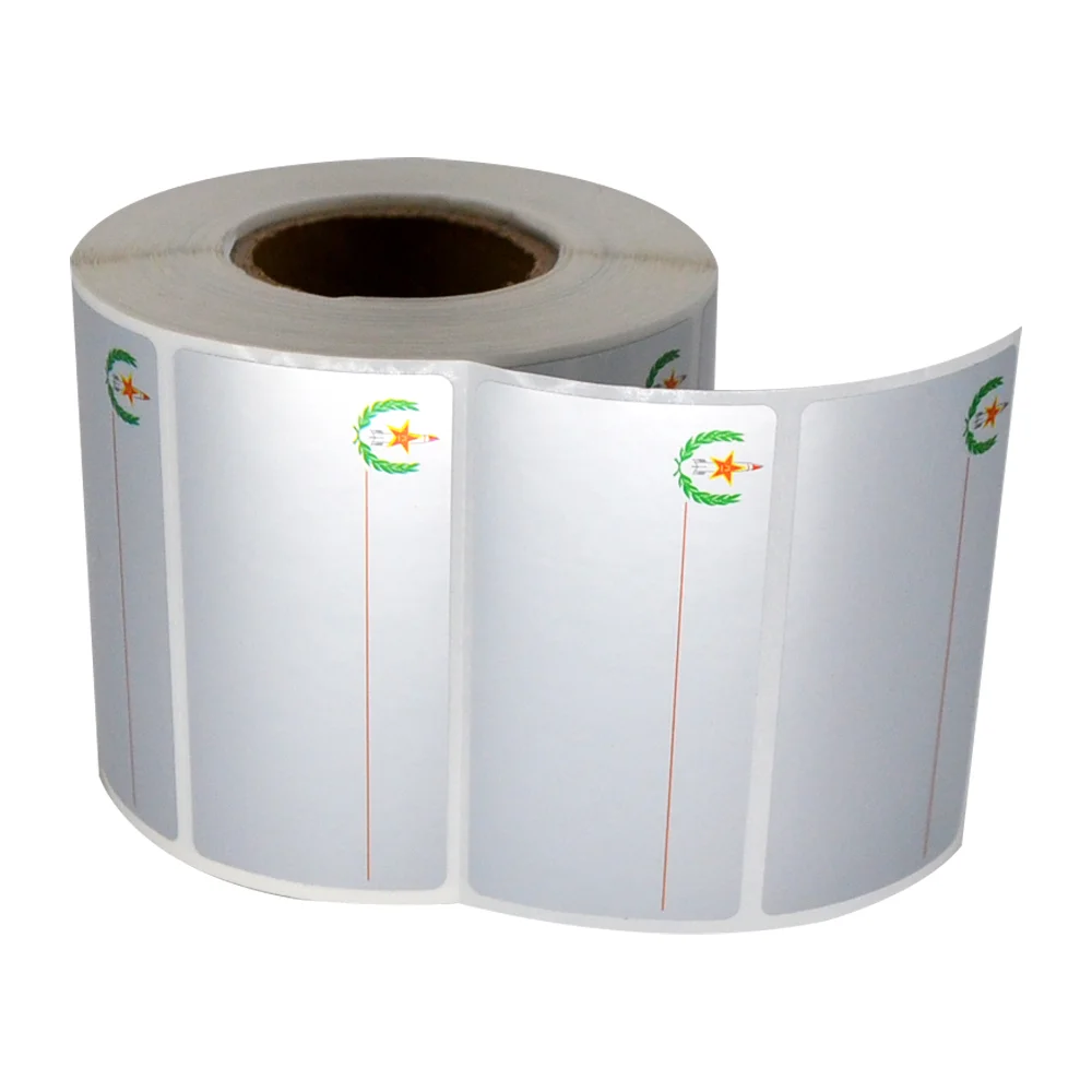 Custom pre-printed electronics sticker matte silver thermal transfer polyester round roll label