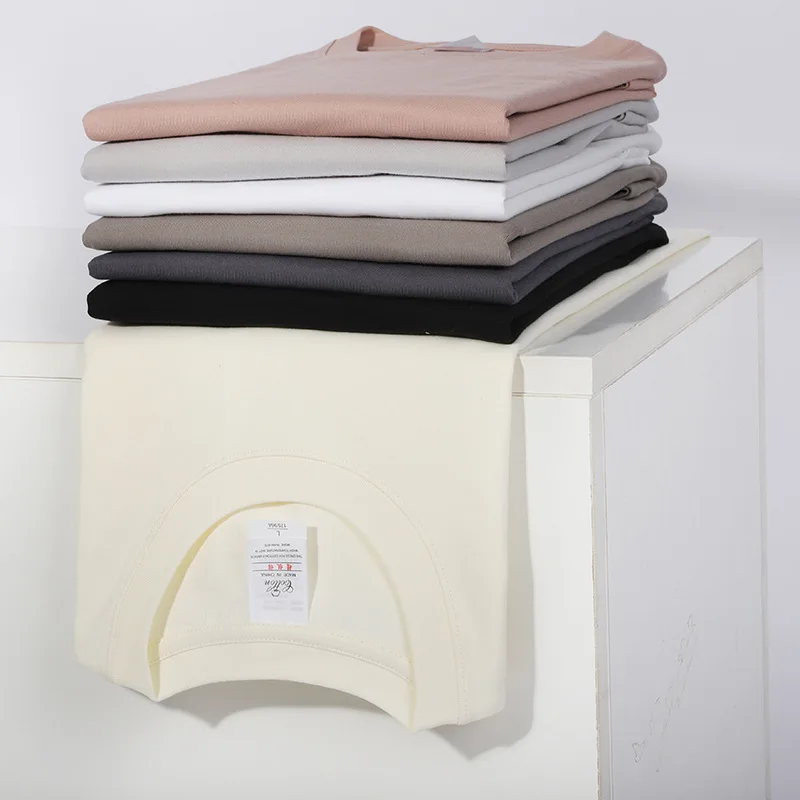 230 grams heavy cotton loose T shirt solid color shoulder short sleeveless love packed class uniform custom logo shirt wholesale