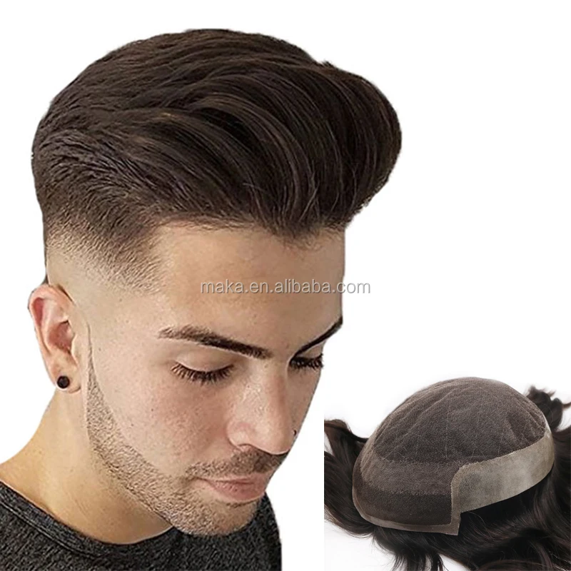 men lace toupee human hair wig