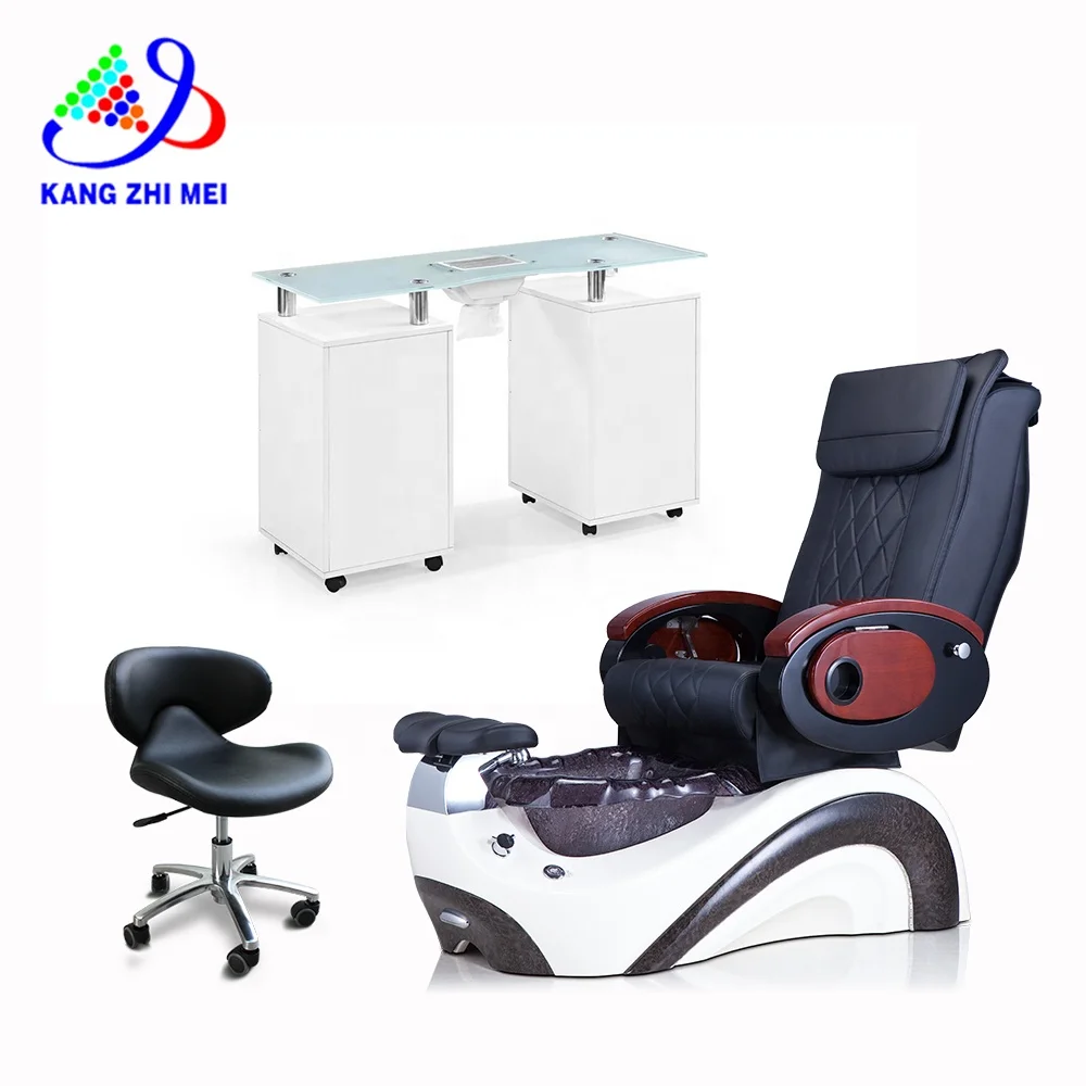 Kangmei Latest Black Golden Foot Spa Beauty Nail Salon Pipeless Manicure Massage Pedicure Chair