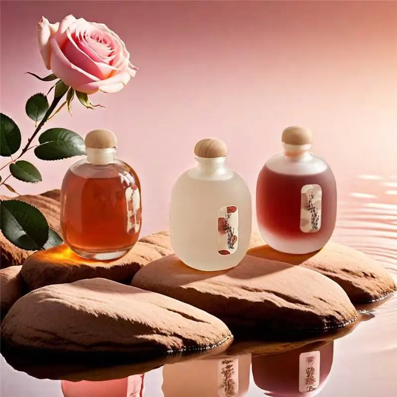 In Stock Wholesale 250ml 500ml Empty Storage Bottle Frosted Clear Glass Fruit Wine Liquor Bottles with Cork