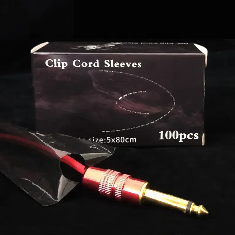 Black Clip Cord Covers 100PCS Disposable Covers Clip Cord Sleeves Machine Protection Covers Bags Filter Pen Type Bags