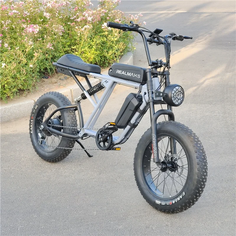 2022 Powerful REALMAXS 48V 1000W Mid Drive Ebike 20AH Full Suspension Electric Bike 20Inch Fat Tire Mountain Ebike