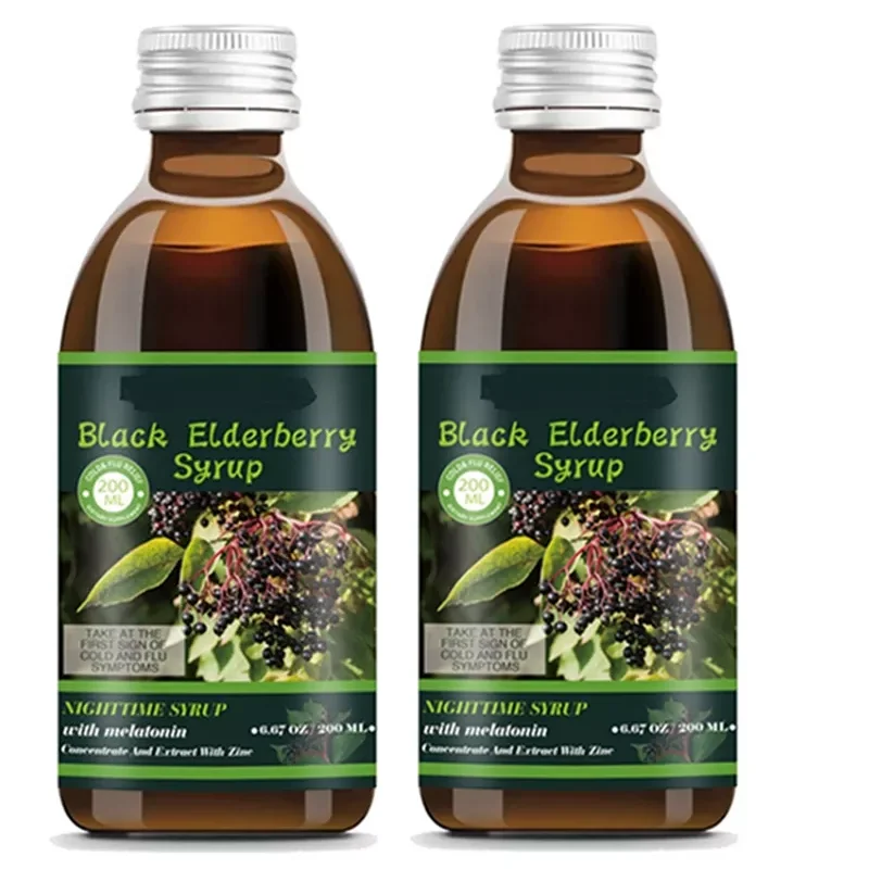 Private Label Black Elderberry Syrup Liquid With Vitamins and Zin C