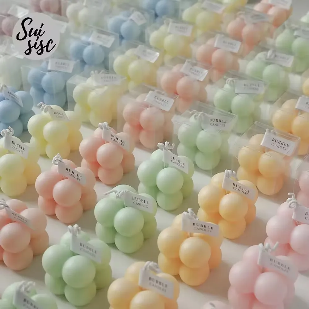 Hot Selling Small Candles Wedding Gifts Set Flower Teddy Bear Lavender Roman Aromatic Pink Bubble Soy Scented Mini Candles