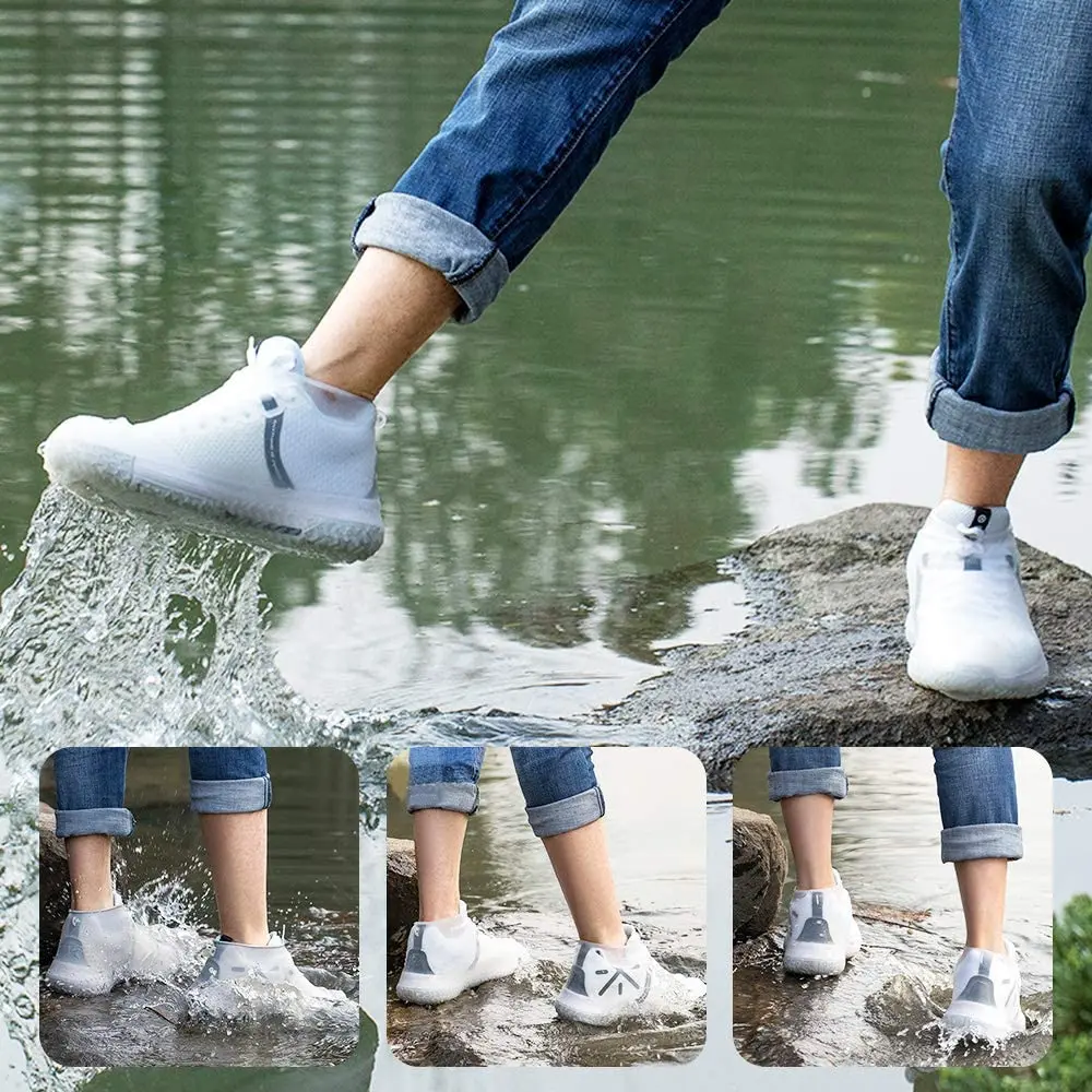 A Kids Silicone Rain Shoes Cover Non Woven Men Rubber Waterproof Overshoe Shoe Cover Rain Boots