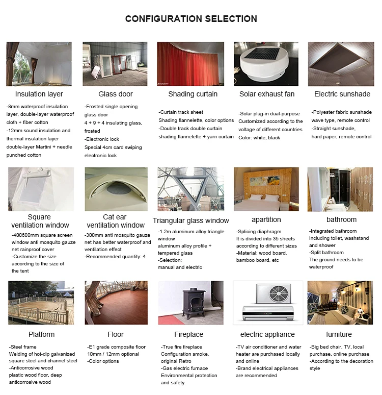 Waterproof Round Geodesic Dome Tents Glamping