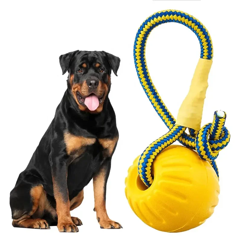 Natural Eva Floating Foam Ball On A Rope Dog Toy For Pet Training