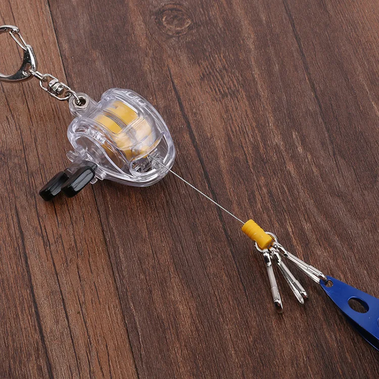 Jetshark Fishing Products Key Chain With Key Ring Fishing Reel Keychain Zinger Scroll Retractor Fishing Accessory