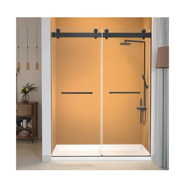 KMRY High Quality luxury Bathroom double sliding soft close shower rooms Frameless Shower Door seal bathroom sliding door