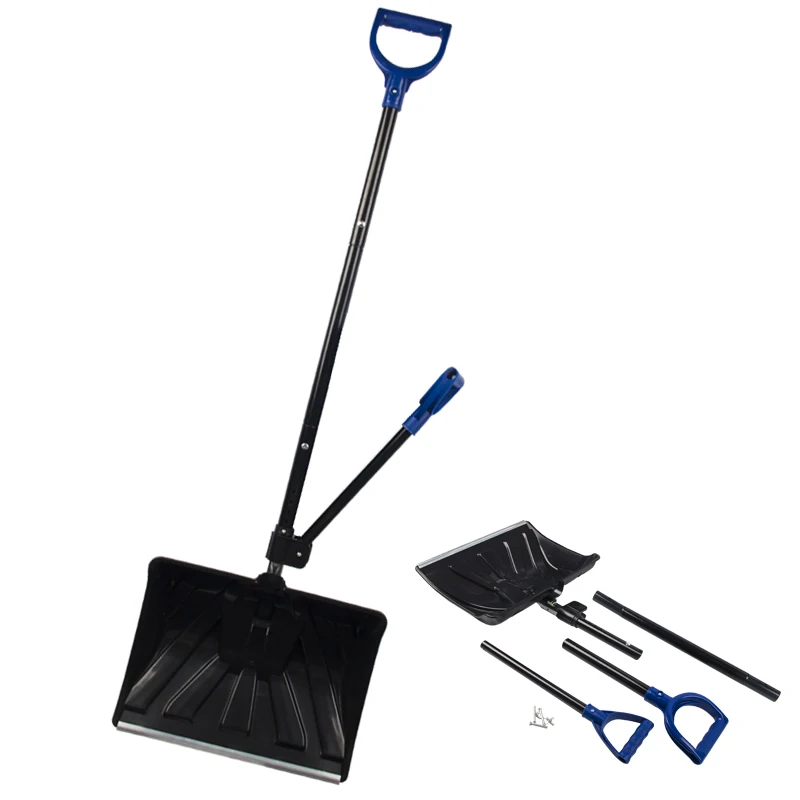 Impact resistant blade push scoop combination spring assisted handle snow shovel with D grip