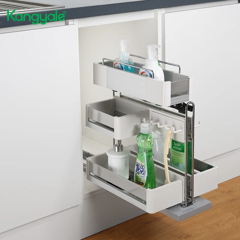 Kitchen Cabinet Pull Out Basket for Under-sink Corner Storage