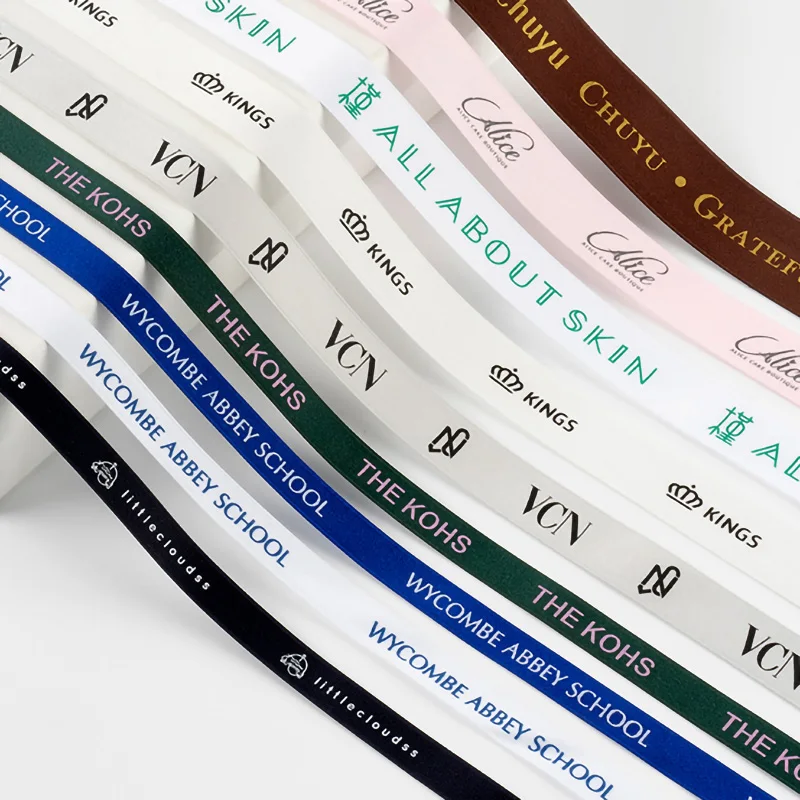 Custom Personalised Ribbon Printed Brand Name Logo Ribbon Grosgrain Satin Cotton Ribbon For Brand Promotion Product Packaging