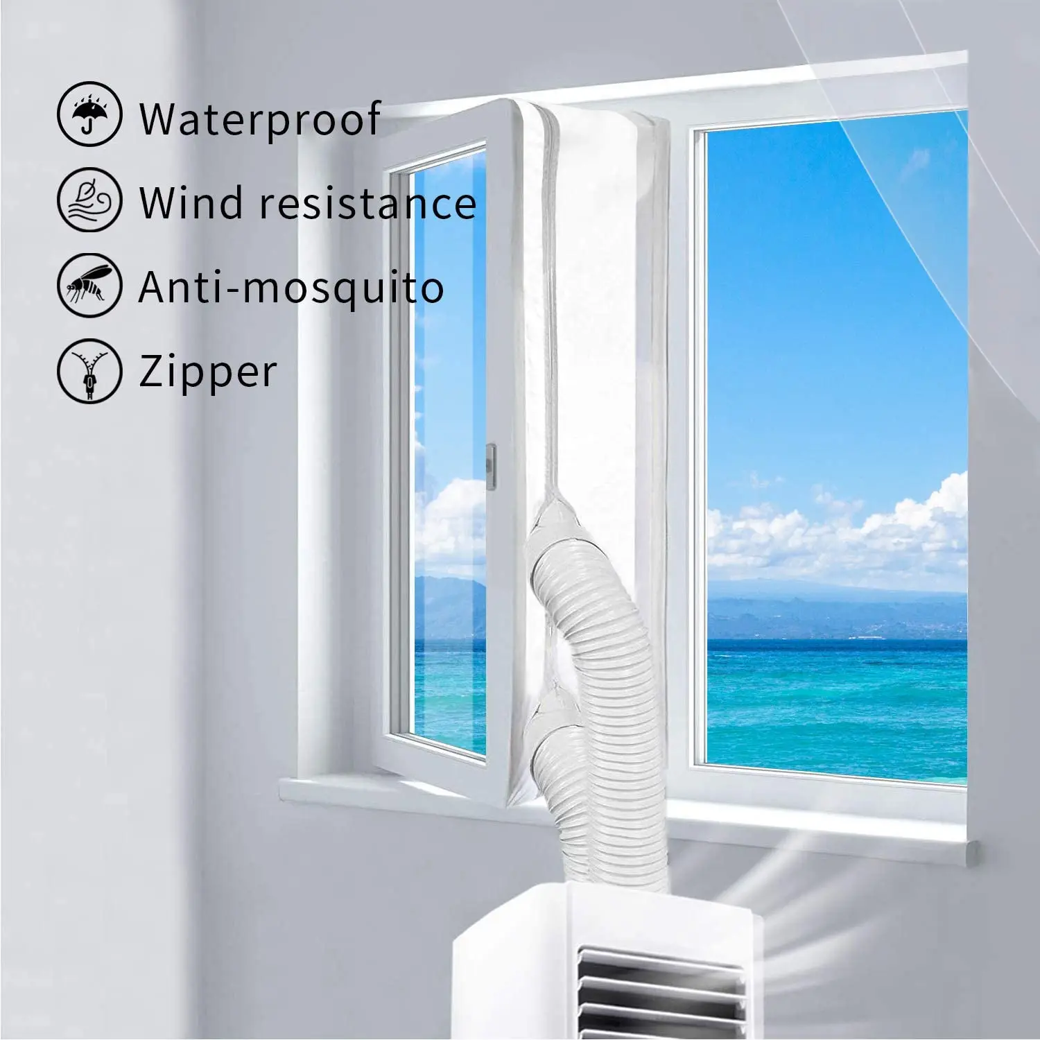 400CM Window Seal for Portable Air Conditioner Mobile Air Conditioning Airlock Window Seal Curtain Accessories