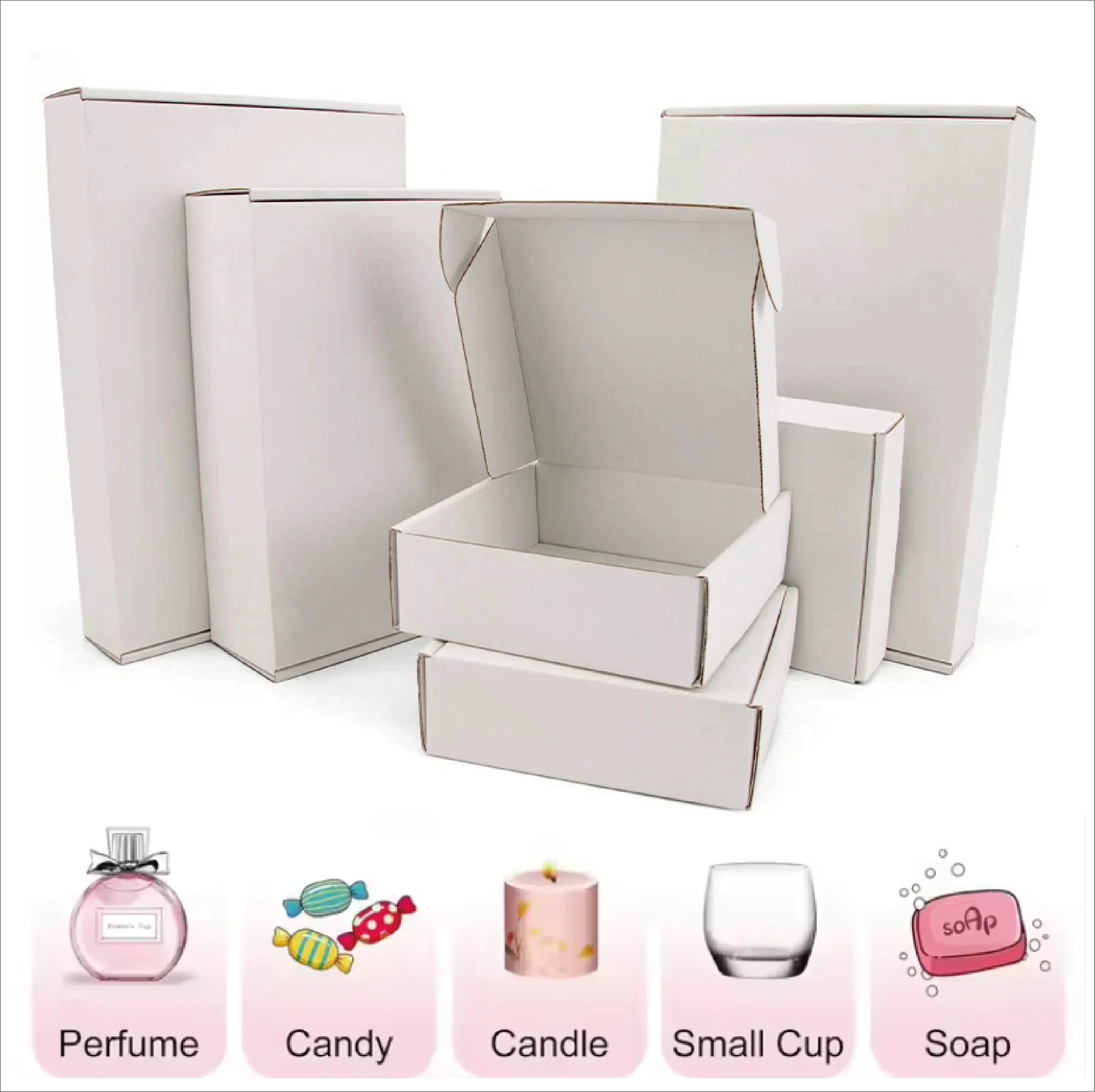 In Stock Cheap Custom Made White Small Custom Logo Clothing Corrugated Paper Mailer Shipping Boxes