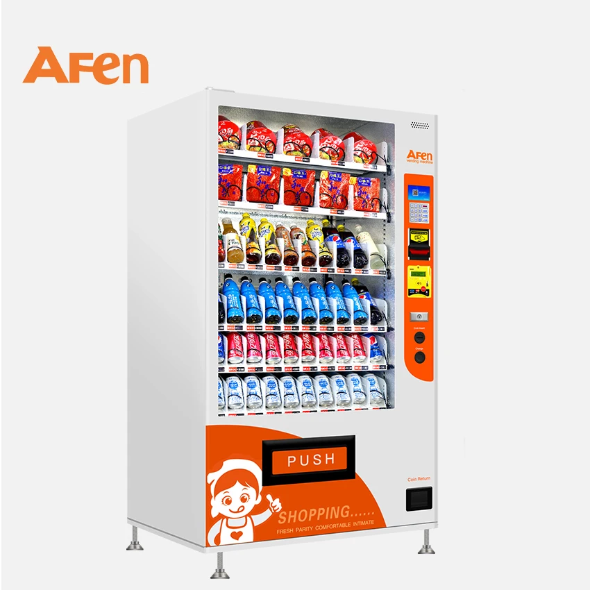  Торговый автомат AFEN для закусок и напитков с кредитной картой или системой оплаты