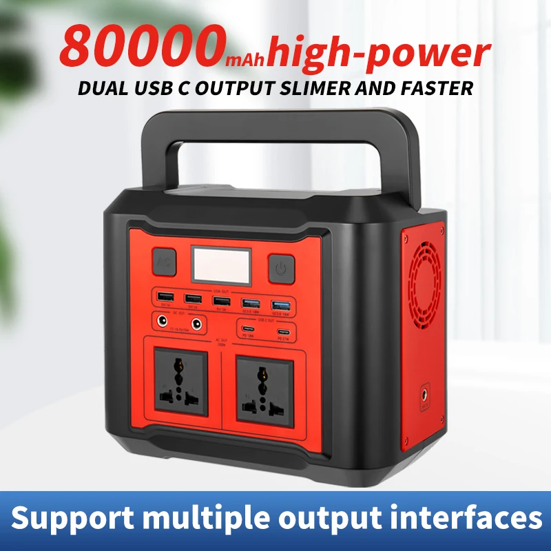 500W Portable Power Station 296Wh Solar Generator Backup Battery Pack with 110V AC Outlet Solar Power Bank Outdoor Generators