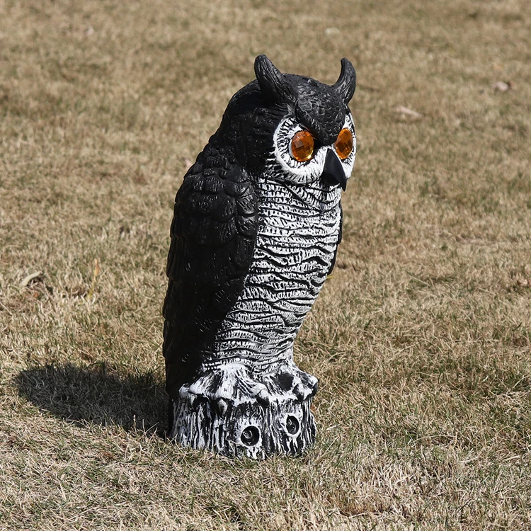 Large plastic Bird Pigeon Crow Control Scarer Rotating Head Owl Decoy