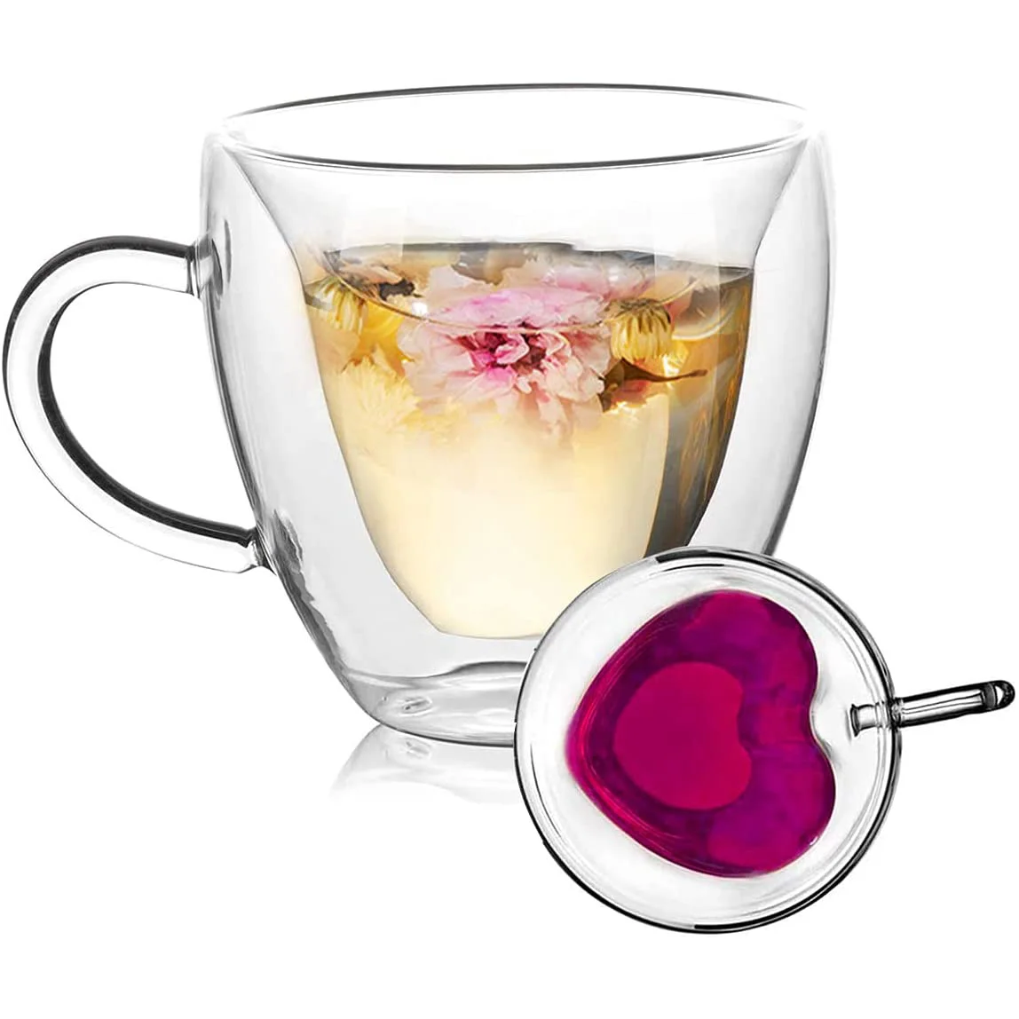 
Creative Clear Glasses Mug Gift Tea Beer Transparent Love Coffee Cup Double Wall Heart Shaped Glass Mug 