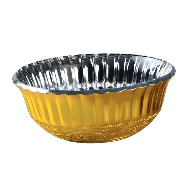 
Custom Decorative Electroplated Embossed Round Glass Bowl Gold Mercury Color 