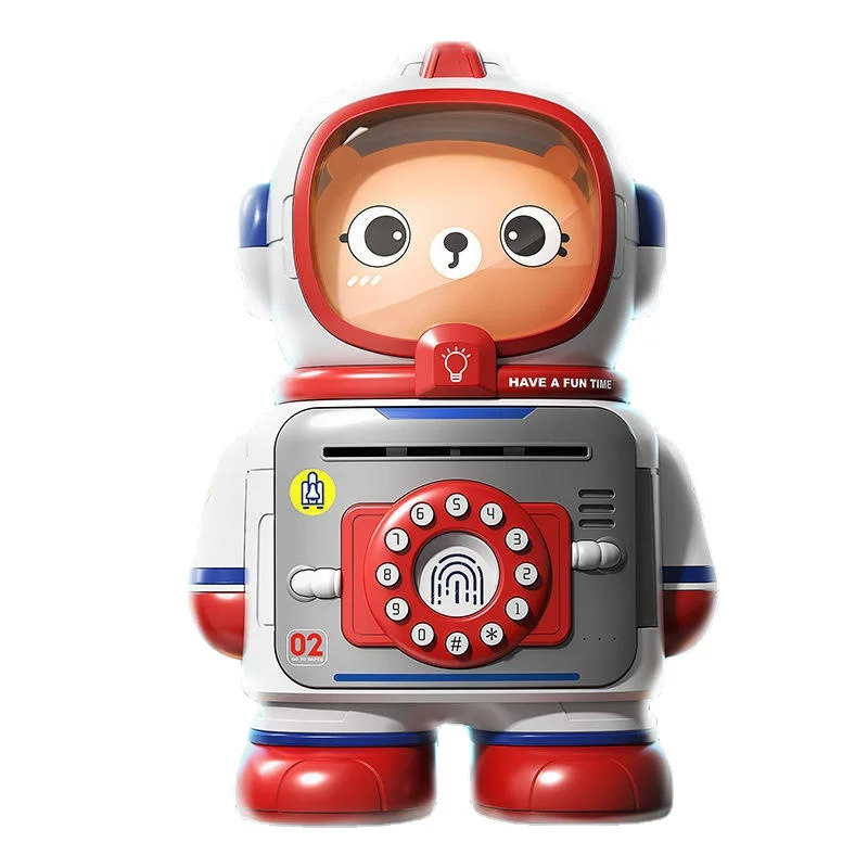Astronaut Piggy Bank Space Bear Light Sound Automatic Piggy Bank Simulation Fingerprint Password Storage Piggy Bank Night Light
