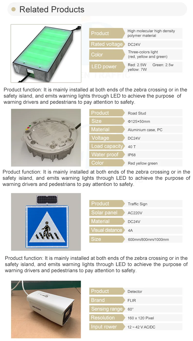 Intelligent Pedestrian crossing System In-Road Warning smart zebra Light Systems wireless bluetooth solar road stud for traffic