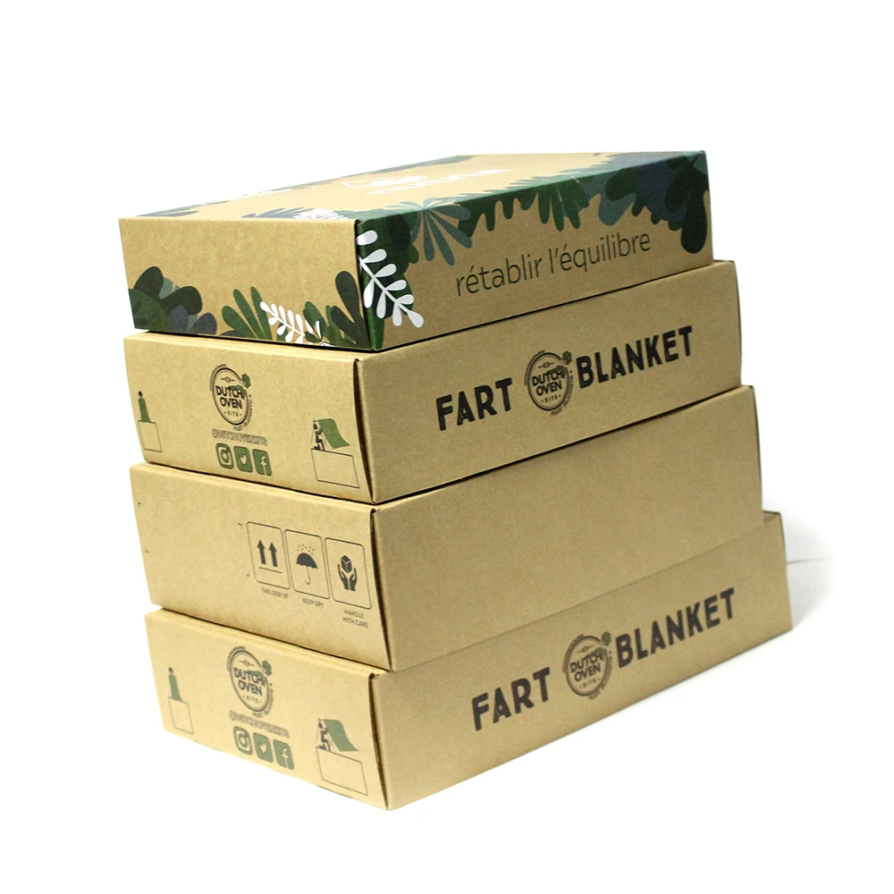 Yilucai Custom Brown Kraft Corrugated Shipping Mailing Fleece Throw Blanket Packaging Box