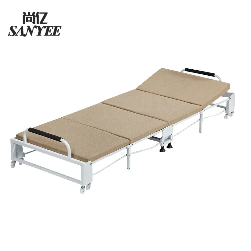 SY-2109A Office furniture lunch break folding bed with foam mattress and wheels