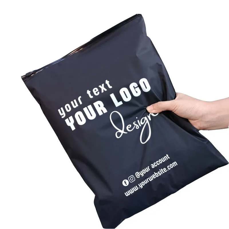 Custom Logo Clothing Packaging Black Frosted Zipper Bags Clear Frosted Ziplock Plastic Zip Bag Poly Zipper Bag