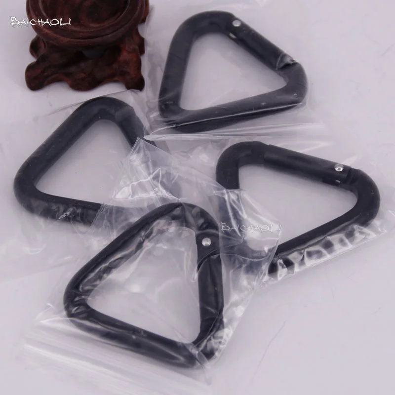Aluminum alloy black triangle spring carabiner hooks