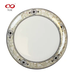 New Design Gold Rimmed Dinner Plate Bone China Sublimation Ceramic 8 Inch Plate