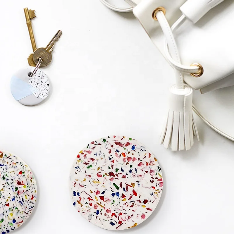 Innovation hot selling product  home hotel decor cup mat tabletop accessories terrazzo coaster sets