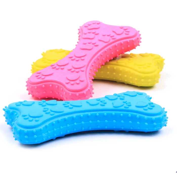 Cross-border exclusively for Amazon TPR pet toys Molar teeth rubber anti-bite paw print biscuit chewing toy