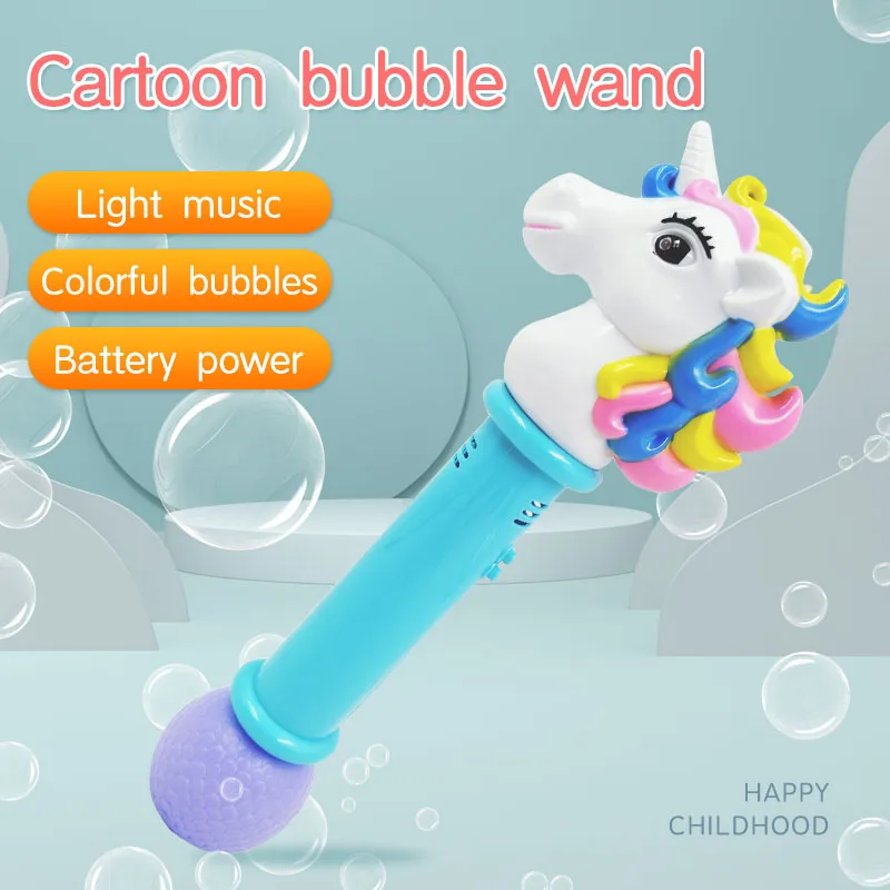 2022 summer outdoor bubble  portable plastic electric colored soap bubble machine toys with music summer outdoor Bubble stick