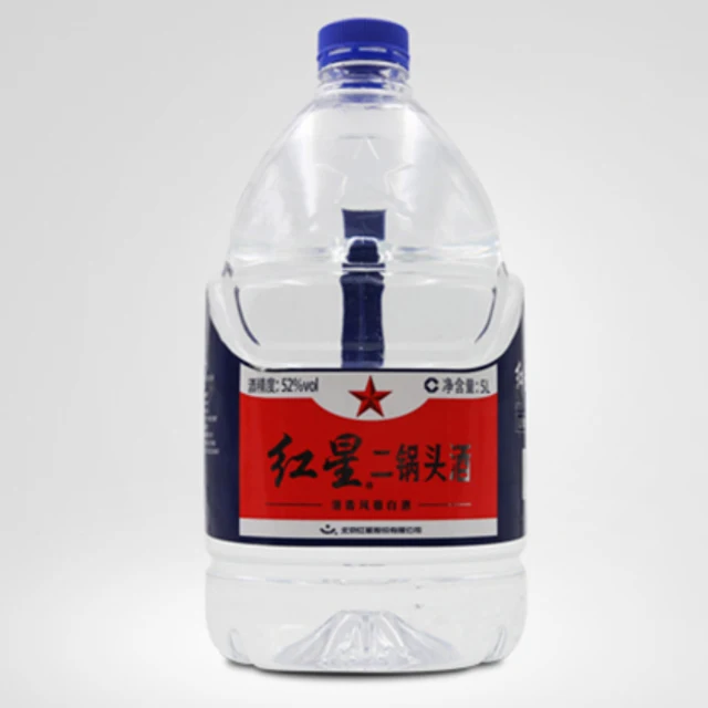 
Chinese famous Hong Xing Erguotou plastic bottle 5L sized 52% vol white spirits 