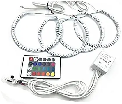 Highlight 4x 33SMD 131MM Multi-Color 5050 RGB LED Angel Eyes Halo Rings Lighting E36 E38 E39 E46 Kit With Remote Control WG112