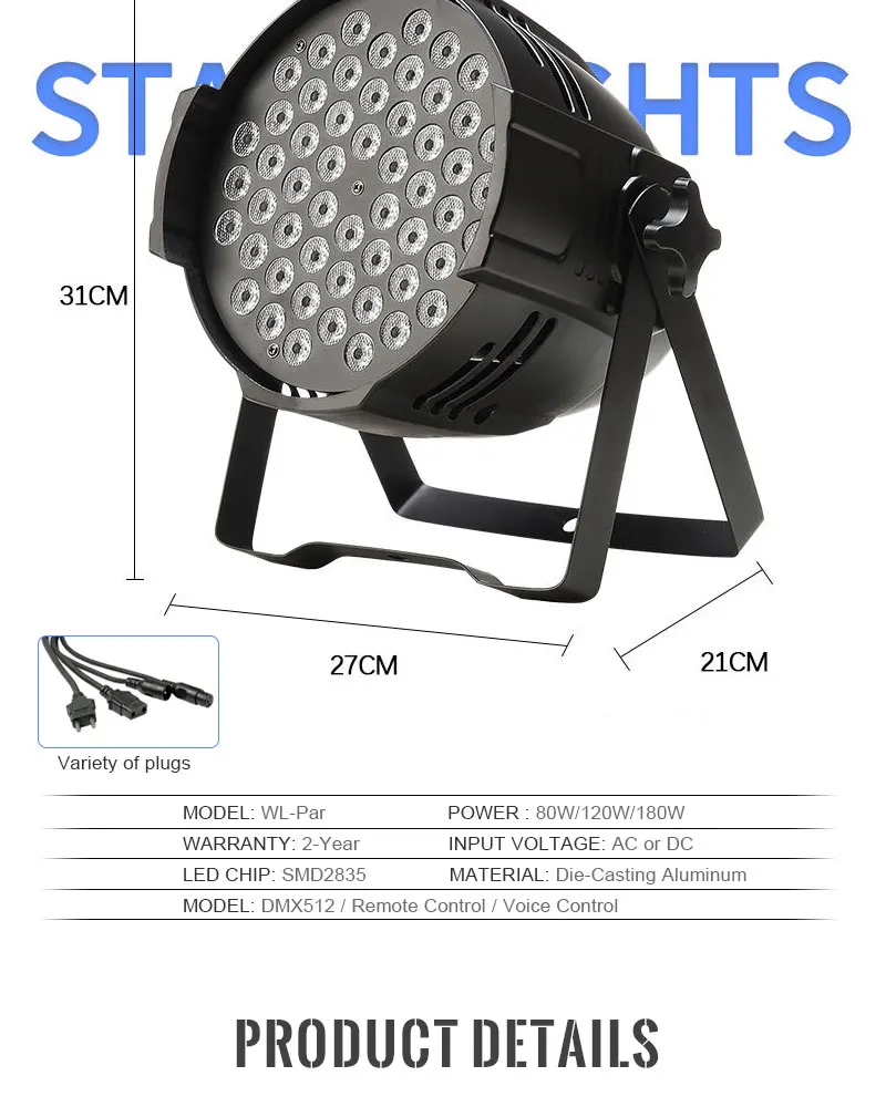 High quality narrow beam led spot light Outdoor cob Aluminum 60w 80w 100w mini stage light beam 150w 180w led par light
