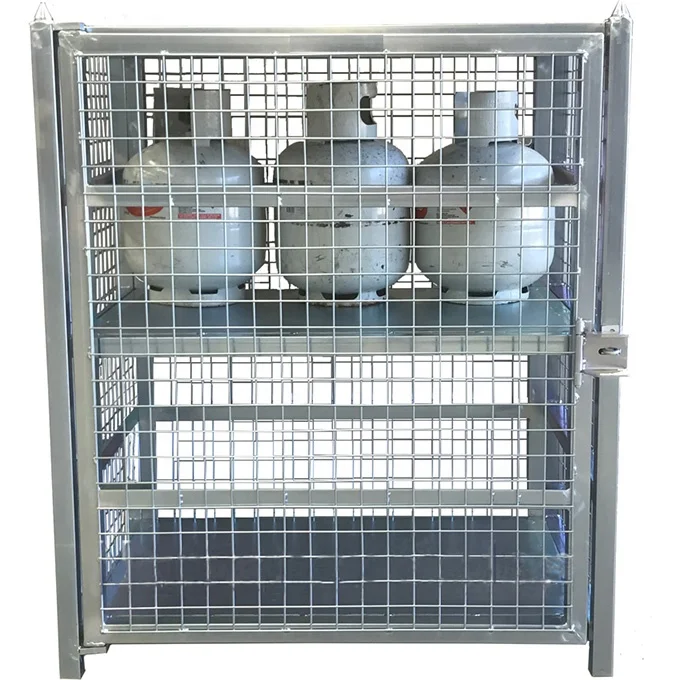 Outdoor -Horizontal Storage Steel & Mesh Gas Cylinder Cage Propane Tank Cages