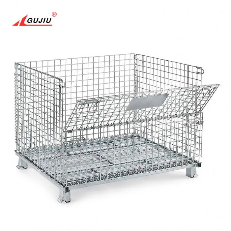 Euro Rigid Steel Transport Galvanized Warehouse Metal Flexible Warehouse Malaysia Wire Mesh Pallet Cage