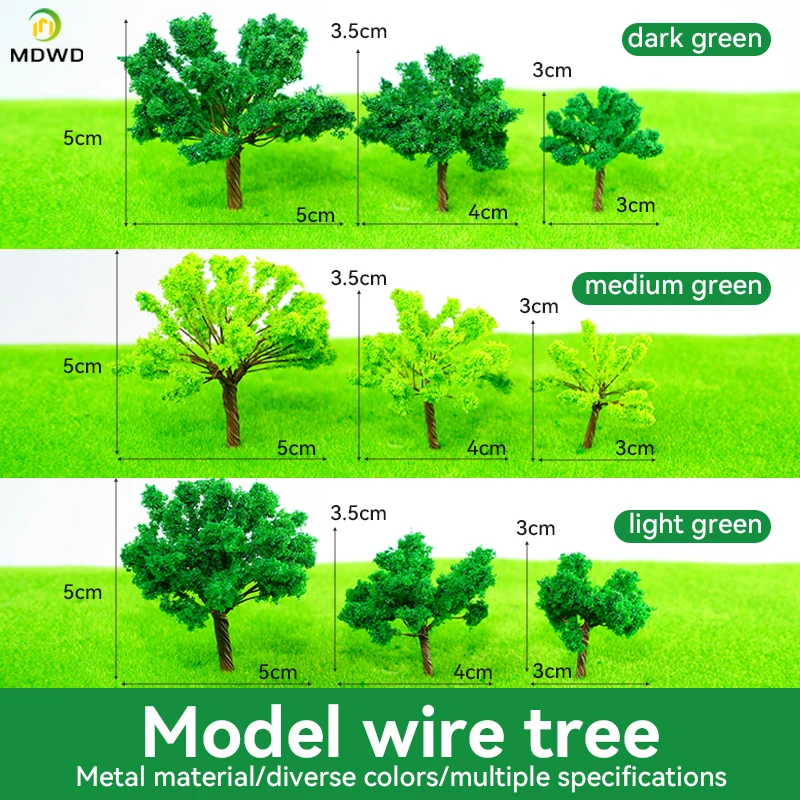 3cm 4cm 5cm Spring   Green  Handmade Wire Model Tree  For O HO TT N Scale Forest Model Miniature  Artificial Layout